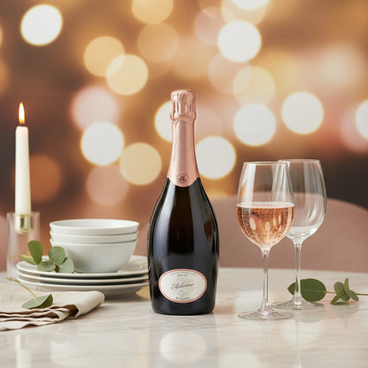 Rosé bubbel uit de Algarve van Casa Santos Lima op gedekte tafel
